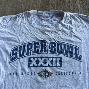 VINTAGE 90S REEBOX SUPER BOWL XXXII T-SHIRT GRAPHIC FOOT LOCKER NFL MENS XL